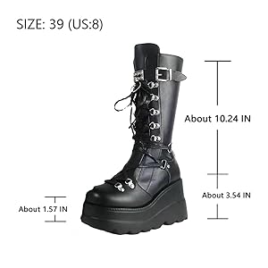 神代 WHAT WE WANT WWW_GOALSTAND_TYPE2 Women's Gothic Punk Platform Boots Chunky Wedge Heel Combat